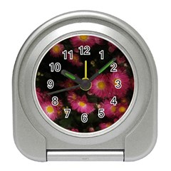 Purple Flowers With Yellow Centers Travel Alarm Clock by okhismakingart