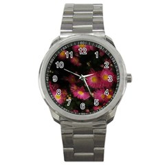 Purple Flowers With Yellow Centers Sport Metal Watch by okhismakingart