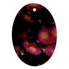 Purple Flowers With Yellow Centers Oval Ornament (two Sides) by okhismakingart