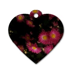 Purple Flowers With Yellow Centers Dog Tag Heart (one Side) by okhismakingart