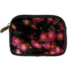 Purple Flowers With Yellow Centers Digital Camera Leather Case by okhismakingart