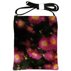 Purple Flowers With Yellow Centers Shoulder Sling Bag by okhismakingart