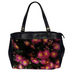 Purple Flowers With Yellow Centers Oversize Office Handbag (2 Sides) by okhismakingart