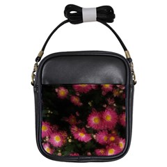 Purple Flowers With Yellow Centers Girls Sling Bag by okhismakingart