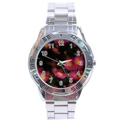 Purple Flowers With Yellow Centers Stainless Steel Analogue Watch by okhismakingart