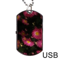 Purple Flowers With Yellow Centers Dog Tag Usb Flash (one Side) by okhismakingart