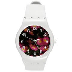 Purple Flowers With Yellow Centers Round Plastic Sport Watch (m) by okhismakingart