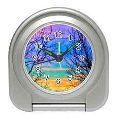 Pastel Plane Take-off Travel Alarm Clock by okhismakingart