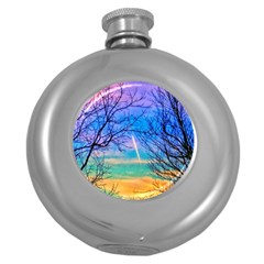 Pastel Plane Take-off Round Hip Flask (5 Oz) by okhismakingart