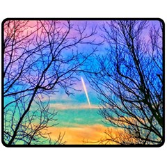 Pastel Plane Take-off Fleece Blanket (medium)  by okhismakingart