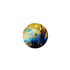 Yellow And Blue Forest 1  Mini Buttons by okhismakingart