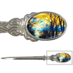 Yellow And Blue Forest Letter Opener by okhismakingart