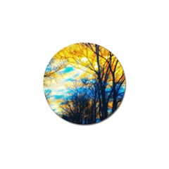 Yellow And Blue Forest Golf Ball Marker by okhismakingart