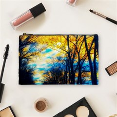 Yellow And Blue Forest Cosmetic Bag (medium) by okhismakingart