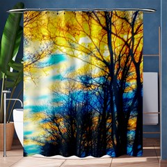 Yellow And Blue Forest Shower Curtain 60  X 72  (medium)  by okhismakingart