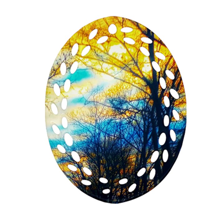 Yellow and Blue Forest Ornament (Oval Filigree)