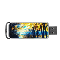 Yellow And Blue Forest Portable Usb Flash (one Side) by okhismakingart