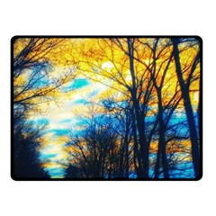 Yellow And Blue Forest Double Sided Fleece Blanket (small)  by okhismakingart