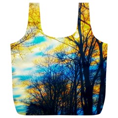 Yellow And Blue Forest Full Print Recycle Bag (xl) by okhismakingart