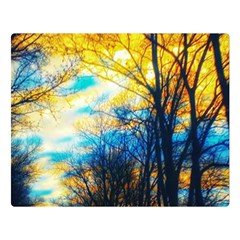 Yellow And Blue Forest Double Sided Flano Blanket (large)  by okhismakingart