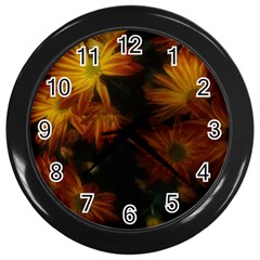 Red Striped Flowers Wall Clock (black) by okhismakingart