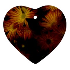 Red Striped Flowers Heart Ornament (two Sides) by okhismakingart