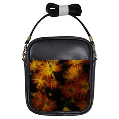 Red Striped Flowers Girls Sling Bag by okhismakingart