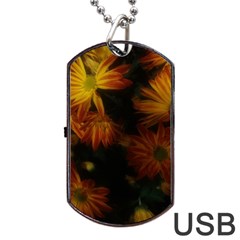 Red Striped Flowers Dog Tag Usb Flash (two Sides) by okhismakingart