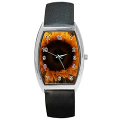 Single Sunflower Barrel Style Metal Watch by okhismakingart