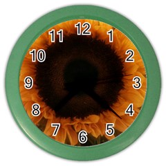 Single Sunflower Color Wall Clock by okhismakingart