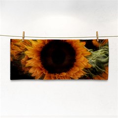 Single Sunflower Hand Towel by okhismakingart