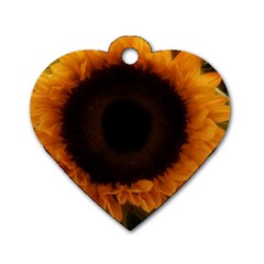 Single Sunflower Dog Tag Heart (two Sides) by okhismakingart