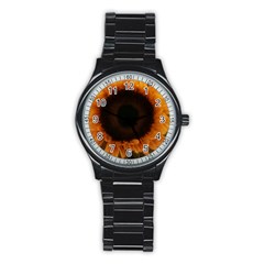 Single Sunflower Stainless Steel Round Watch by okhismakingart