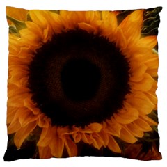 Single Sunflower Large Flano Cushion Case (two Sides) by okhismakingart