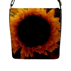 Single Sunflower Flap Closure Messenger Bag (l) by okhismakingart