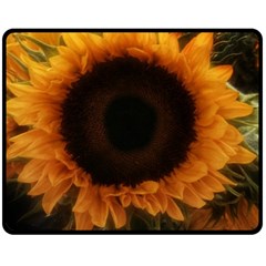 Single Sunflower Double Sided Fleece Blanket (medium)  by okhismakingart