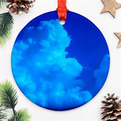 Deep Blue Clouds Ornament (round) by okhismakingart