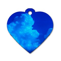 Deep Blue Clouds Dog Tag Heart (two Sides) by okhismakingart