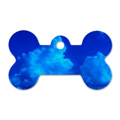 Deep Blue Clouds Dog Tag Bone (one Side)