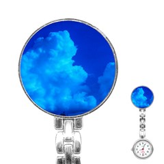 Deep Blue Clouds Stainless Steel Nurses Watch by okhismakingart