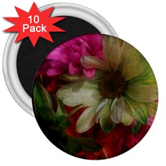 Grainy Green Flowers 3  Magnets (10 pack) 