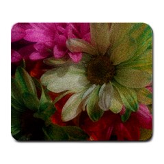 Grainy Green Flowers Large Mousepads