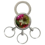 Grainy Green Flowers 3-Ring Key Chains Front