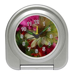 Grainy Green Flowers Travel Alarm Clock