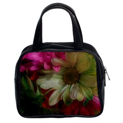 Grainy Green Flowers Classic Handbag (Two Sides)