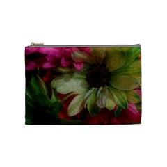 Grainy Green Flowers Cosmetic Bag (Medium)