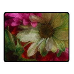 Grainy Green Flowers Fleece Blanket (Small)