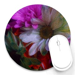 Grainy Green Flower (with Blue Tint) Round Mousepads by okhismakingart