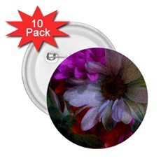 Grainy Green Flower (with Blue Tint) 2 25  Buttons (10 Pack)  by okhismakingart