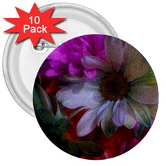 Grainy Green Flower (with Blue Tint) 3  Buttons (10 Pack)  by okhismakingart